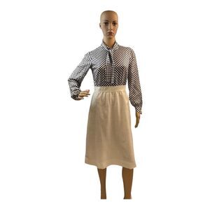 David WarrenNew York Women’s Size 8 Vintage Beige Brown polka dot Dress .